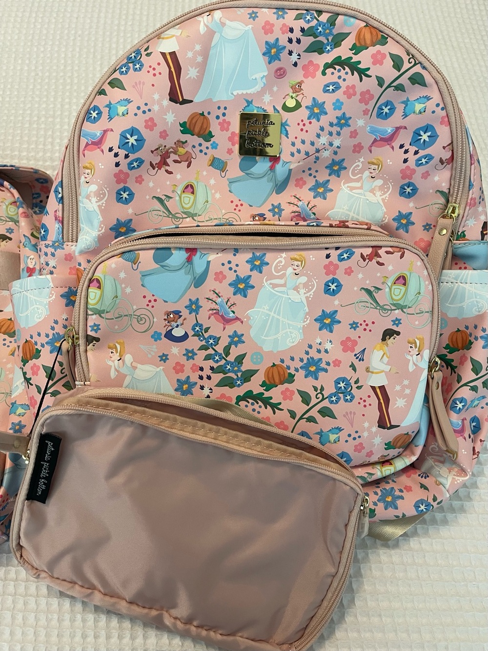 Petunia Pickle Bottom Pink Cinderella Pattern Kids Backpack - Picture 7 of 9